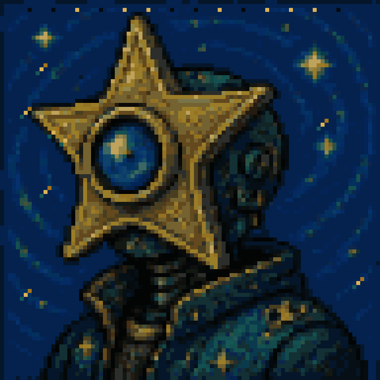 Gogh Punk 26, star-headed mechanical portrait