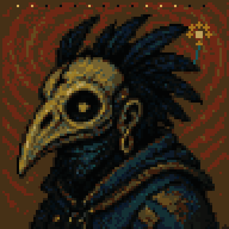 Gogh Punk 44, candle-crowned mask portrait